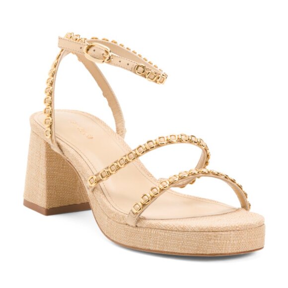 NEW LARROUDE Made In Brazil Leather Gio Milanina Heeled Sandals in bage 1125 8t4 - Picture 8 of 10